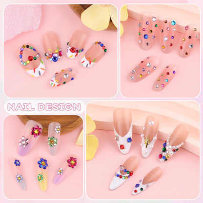 Application of resin rhinestones on acrylic nail tips