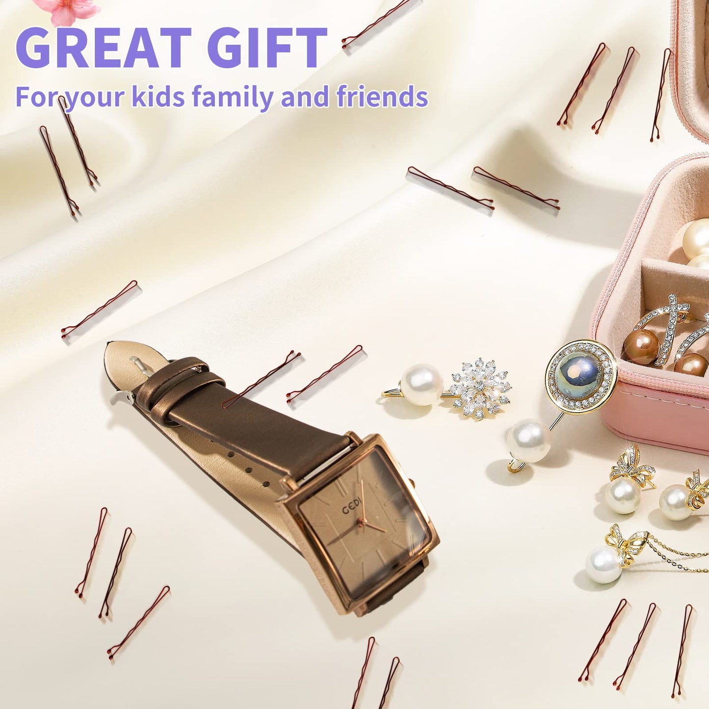 Authentic USA imported beauty accessory pack containing brown wave pins for girls and women