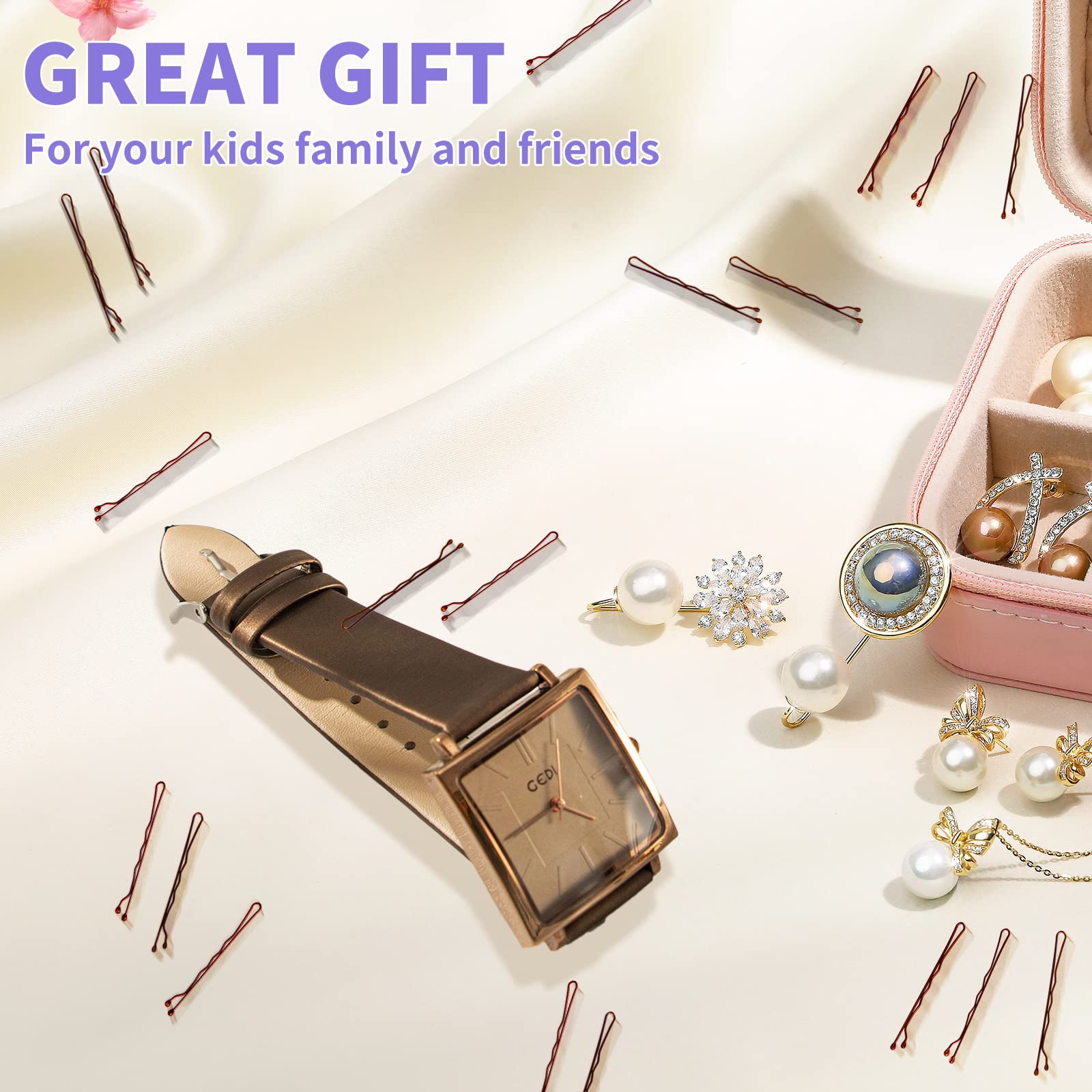 Authentic USA imported beauty accessory pack containing brown wave pins for girls and women