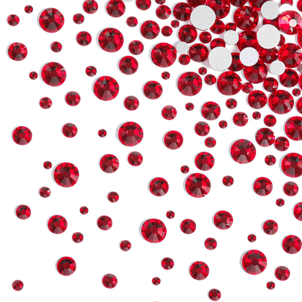 Application of red flatback rhinestones for makeup and crafts