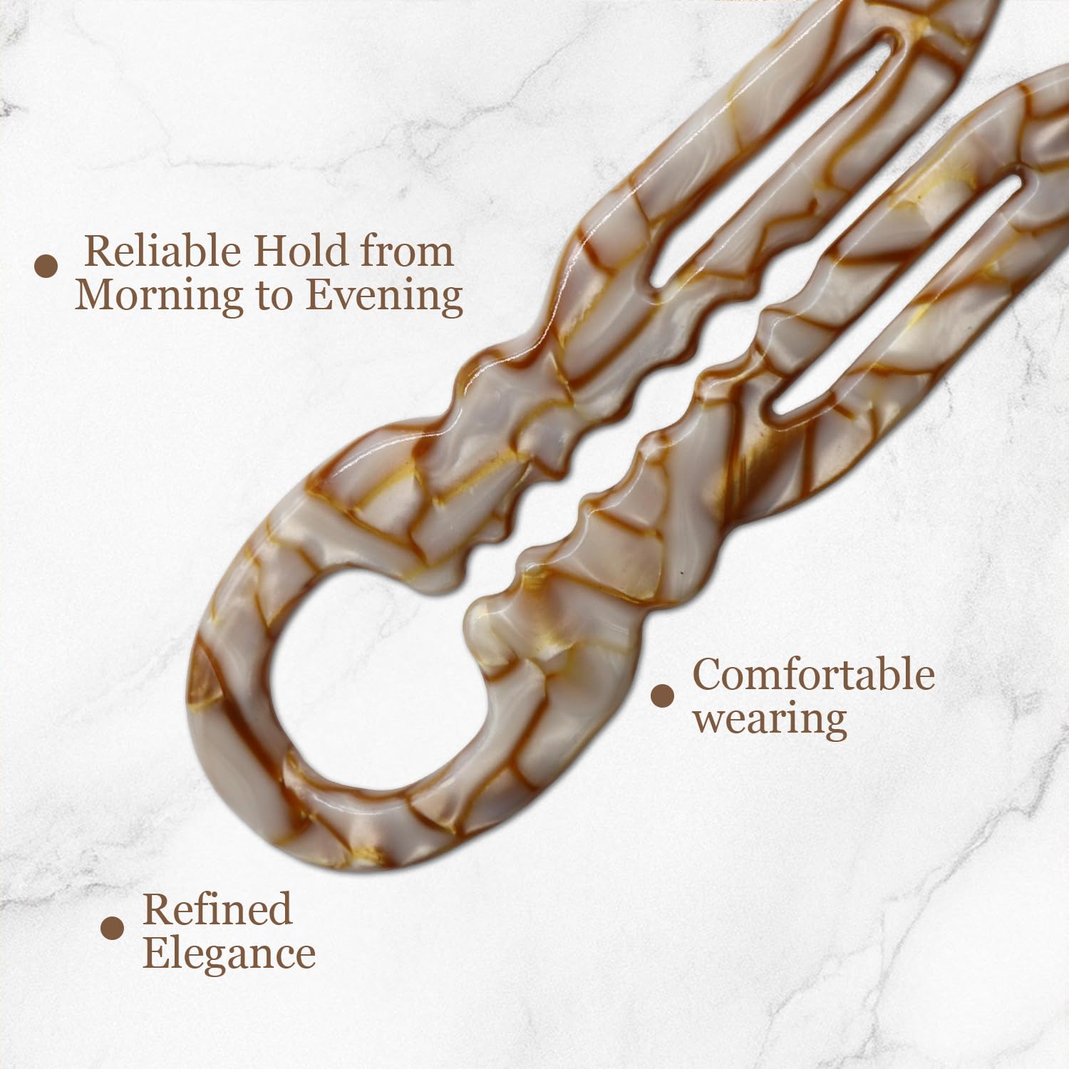 Elefutura tortoiseshell chignon pin demonstrating flexible and durable premium acetate board material