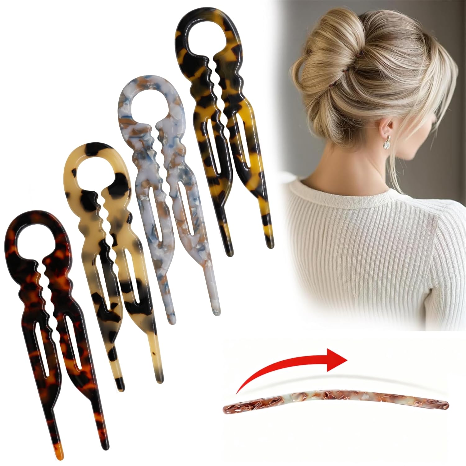 Elefutura French updo hair accessories in a packaging layout for premium gifting options