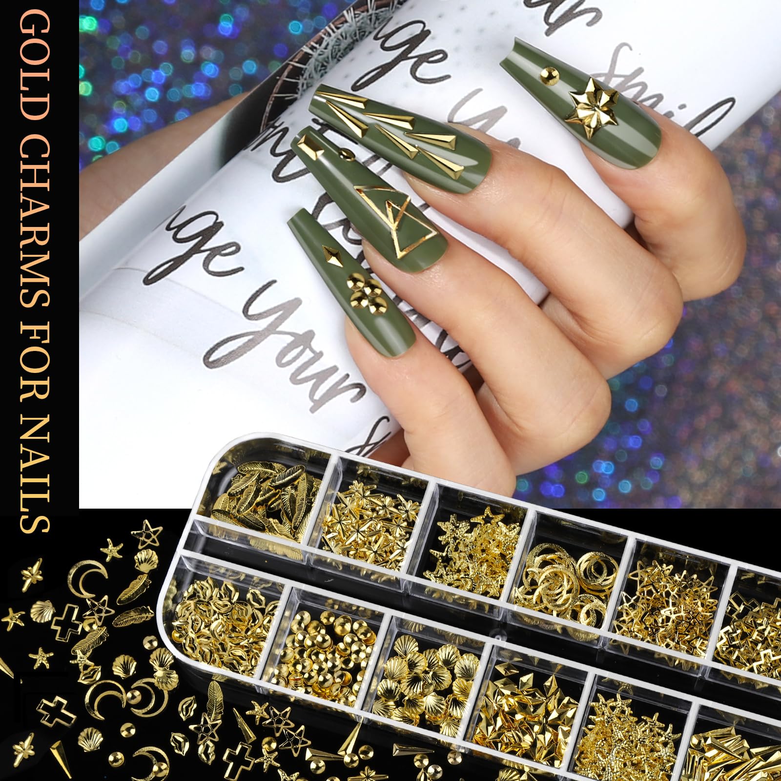 Professional nail art kit including charms and tools for DIY manicures