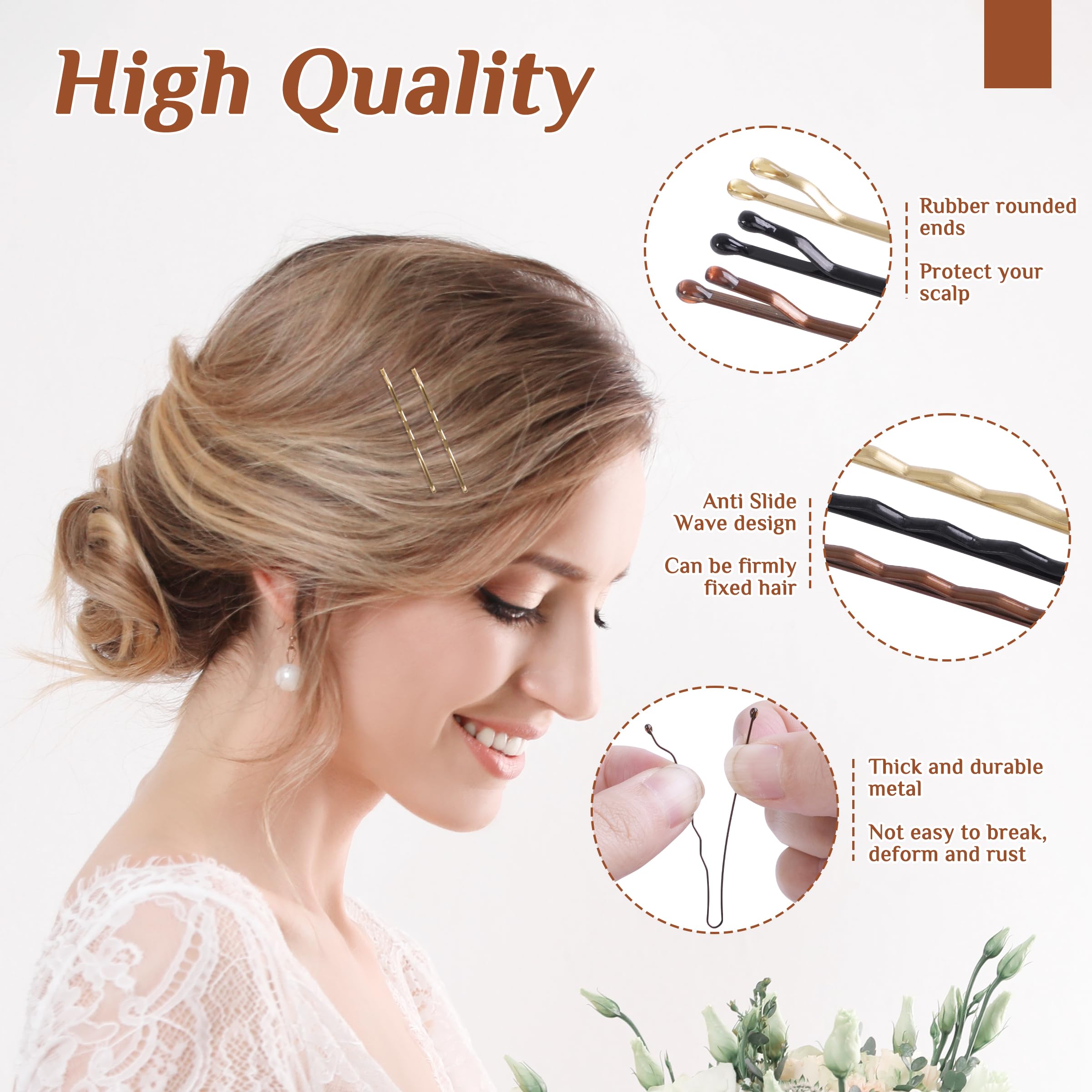 DF DUALFERV two inch secure hold hair pins separated neatly by color inside a clear divided travel storage container