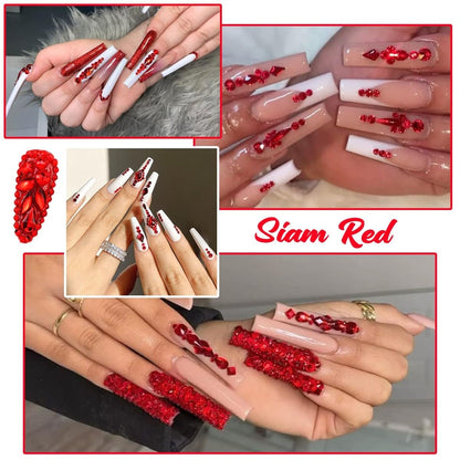 Variety of round and shaped red crystal rhinestones for nail art