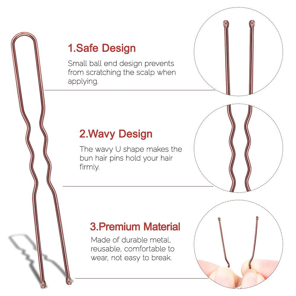Clear plastic storage case filled with premium metal alloy hair bun pins