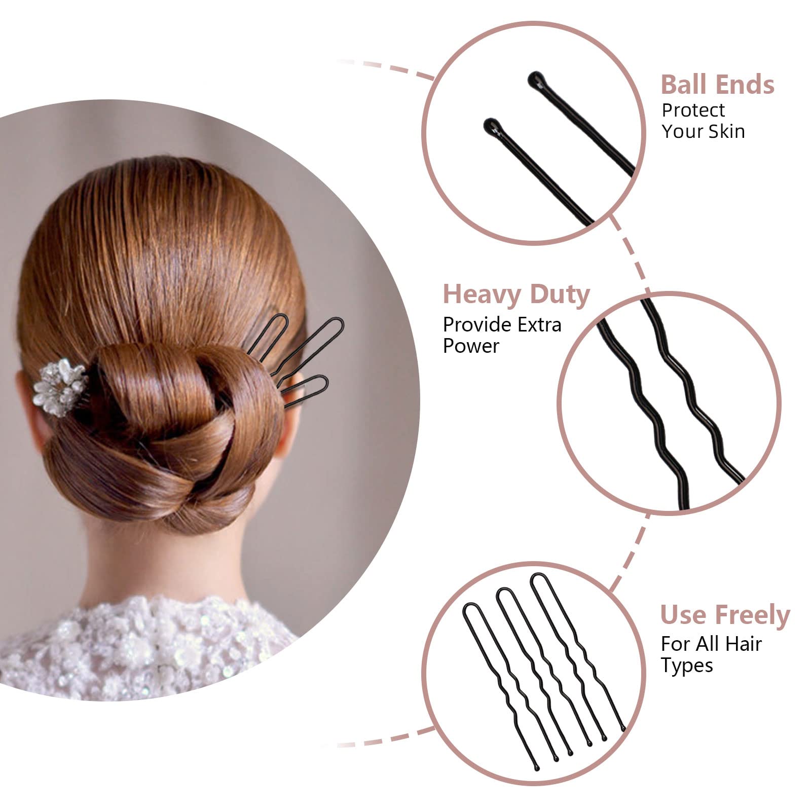 Wavy design hair clips for securing thick hair buns safely