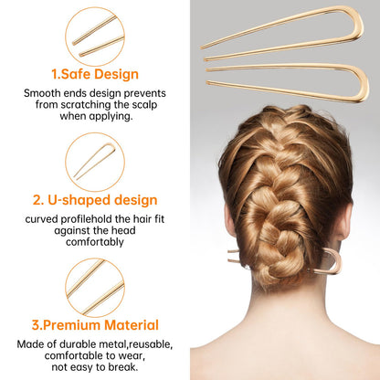 Close up view of the damage free rounded tips on the BEoffer U-shaped hair pins.