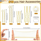 Close-up of blonde bobby pins and U-shaped hair clips
