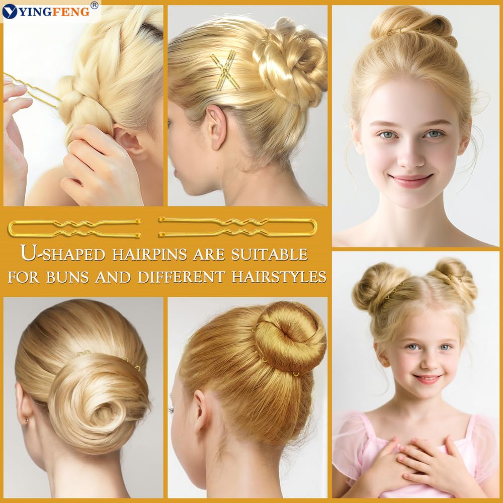 Compact clear storage organizer box filled with sorted blonde hair accessories for dancers