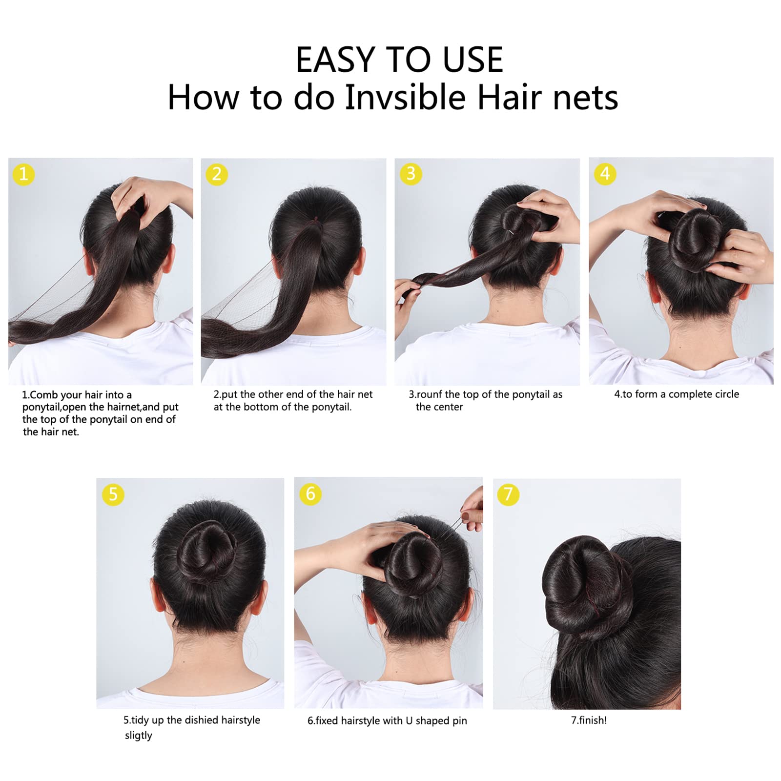Close up view of the durable hand tied elastic edge on Zonon hair nets.