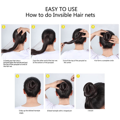 Close up view of the durable hand tied elastic edge on Zonon hair nets.