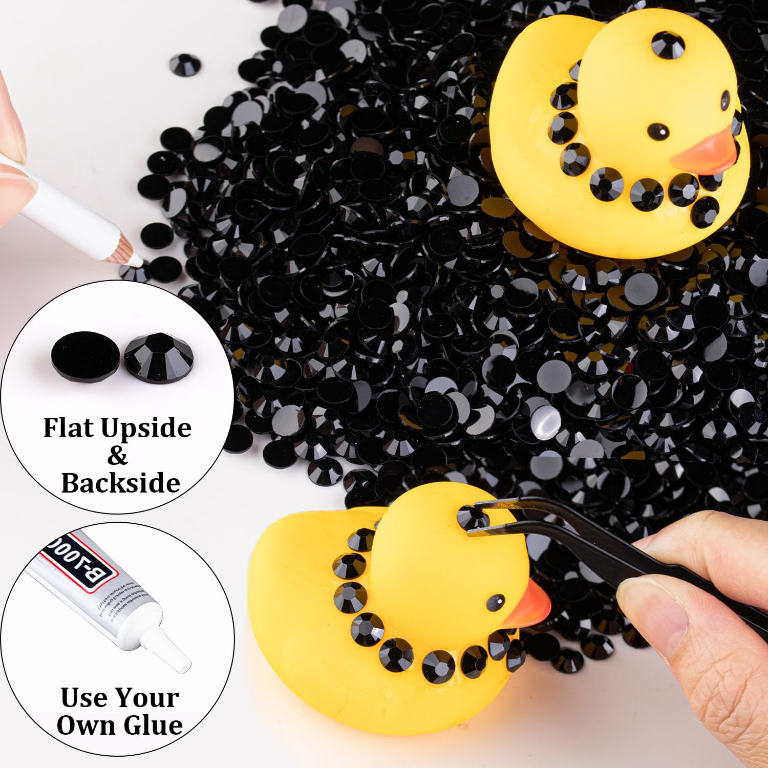 Top view of 5000 piece resin rhinestone bulk craft set packaging
