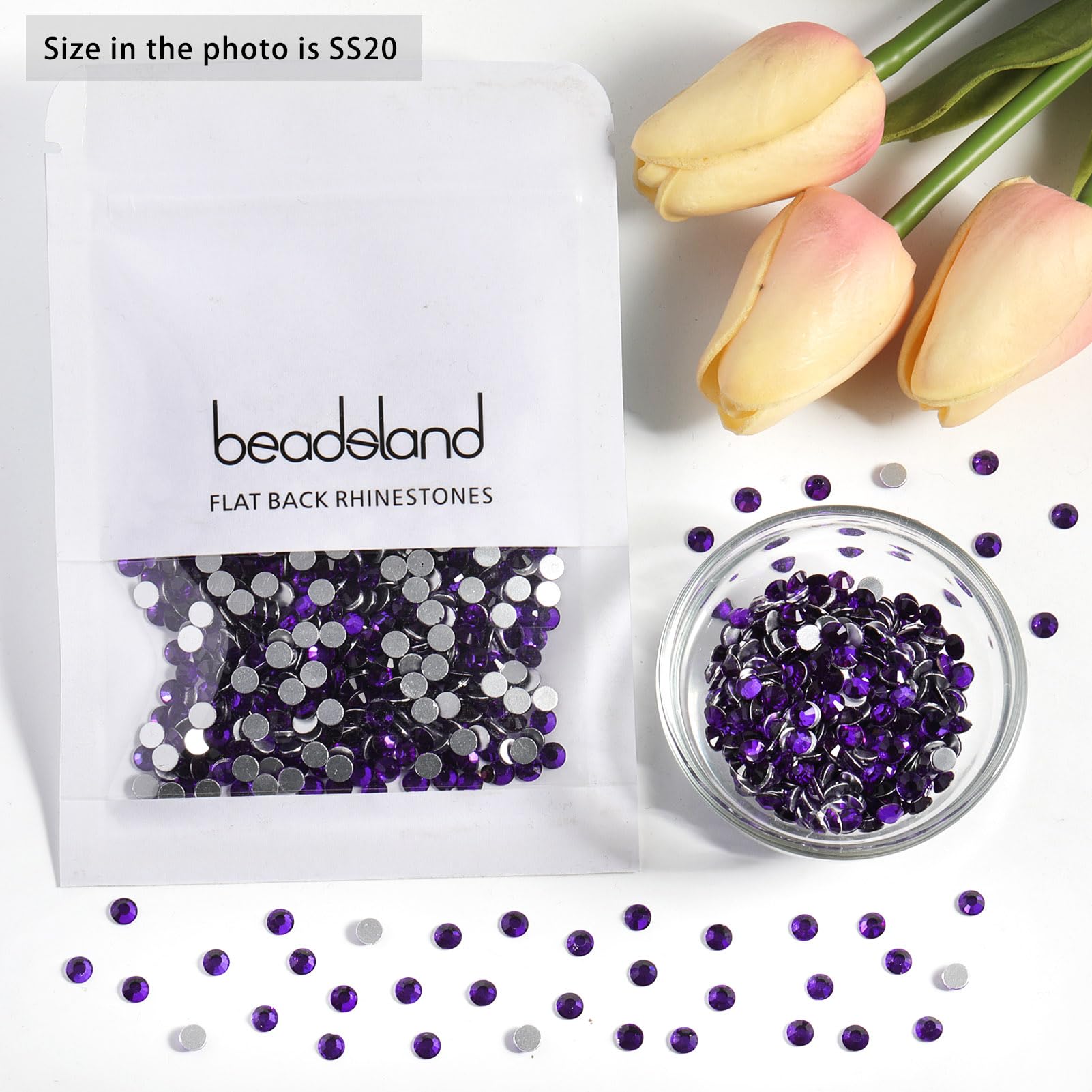 Flat back purple rhinestones for DIY decoration