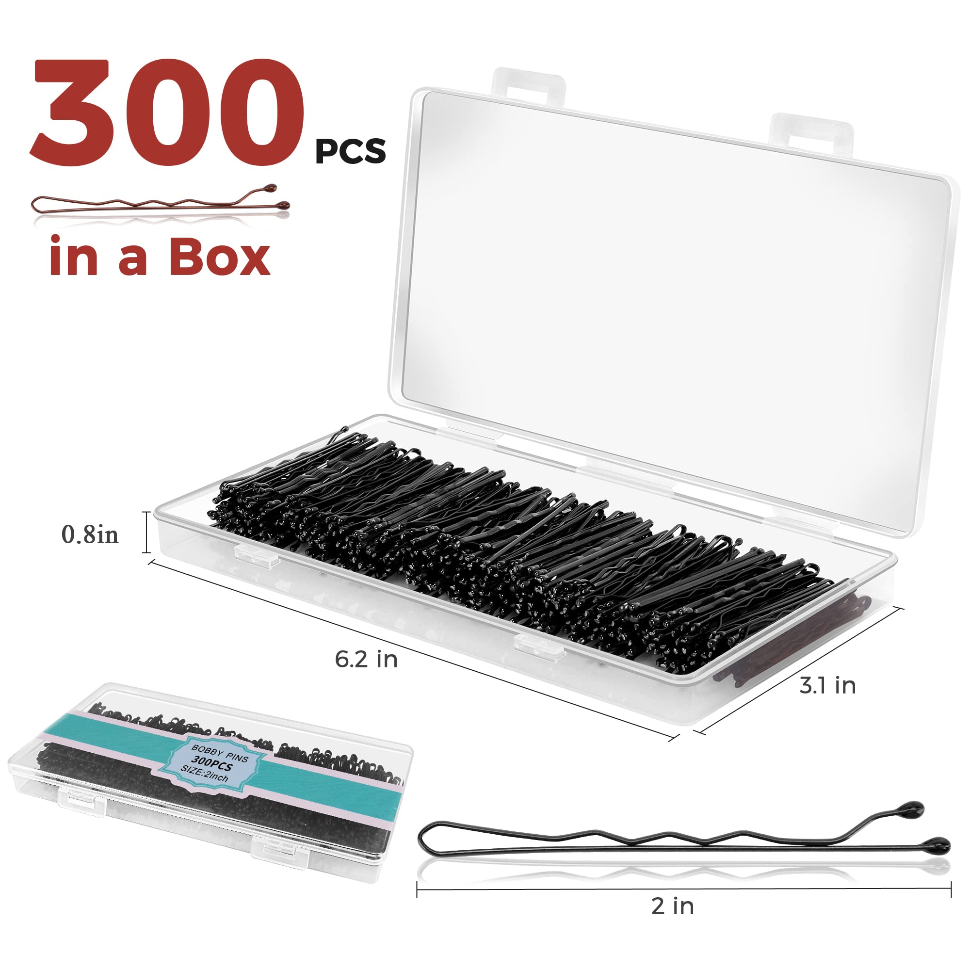 Three hundred pieces wavy hairpins organized inside a transparent storage box