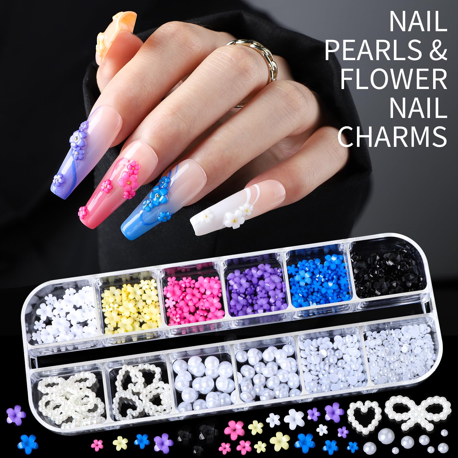 Detailed close up of Teenitor nail art gems
