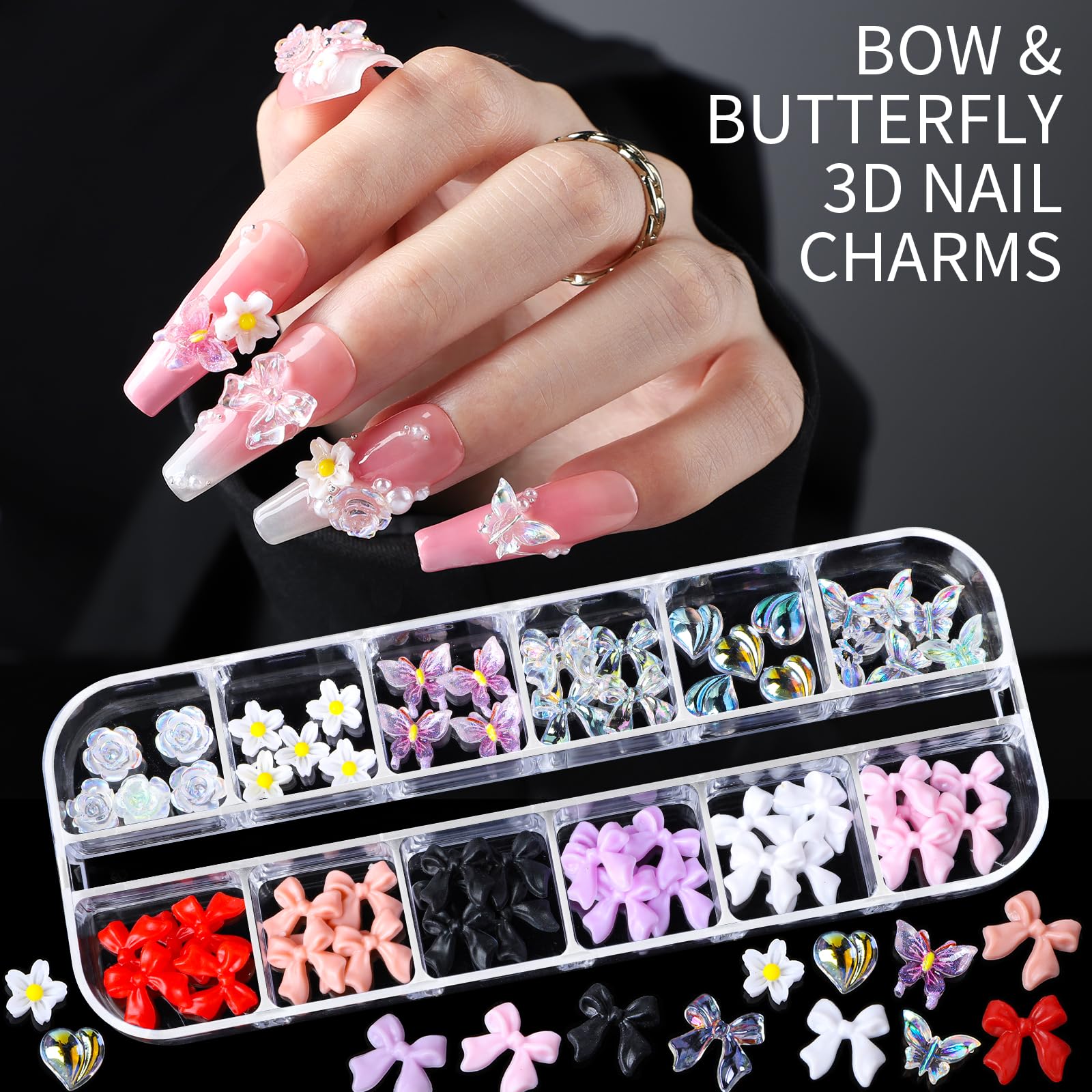 Applying gold nail stickers to manicure