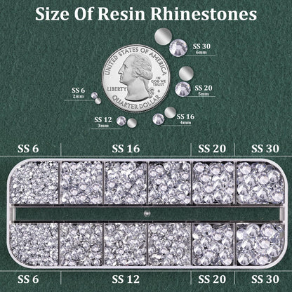Close up of 12-grid flatback crystal rhinestone storage box