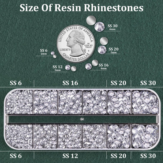 Close up of 12-grid flatback crystal rhinestone storage box