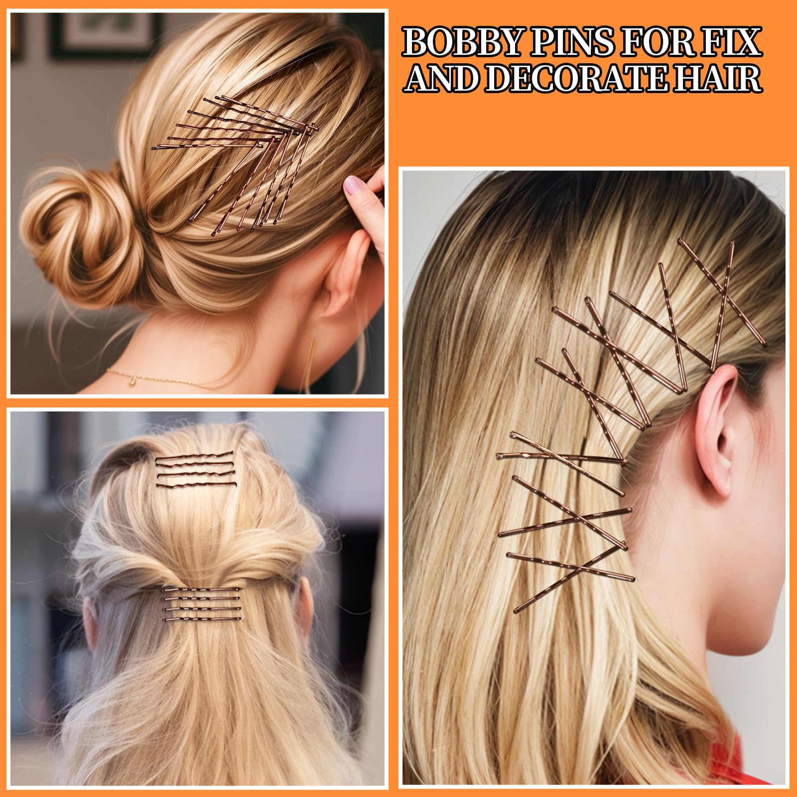 Teenitor hair styling accessories kit showing assorted brown metal pins sorted into divided compartments
