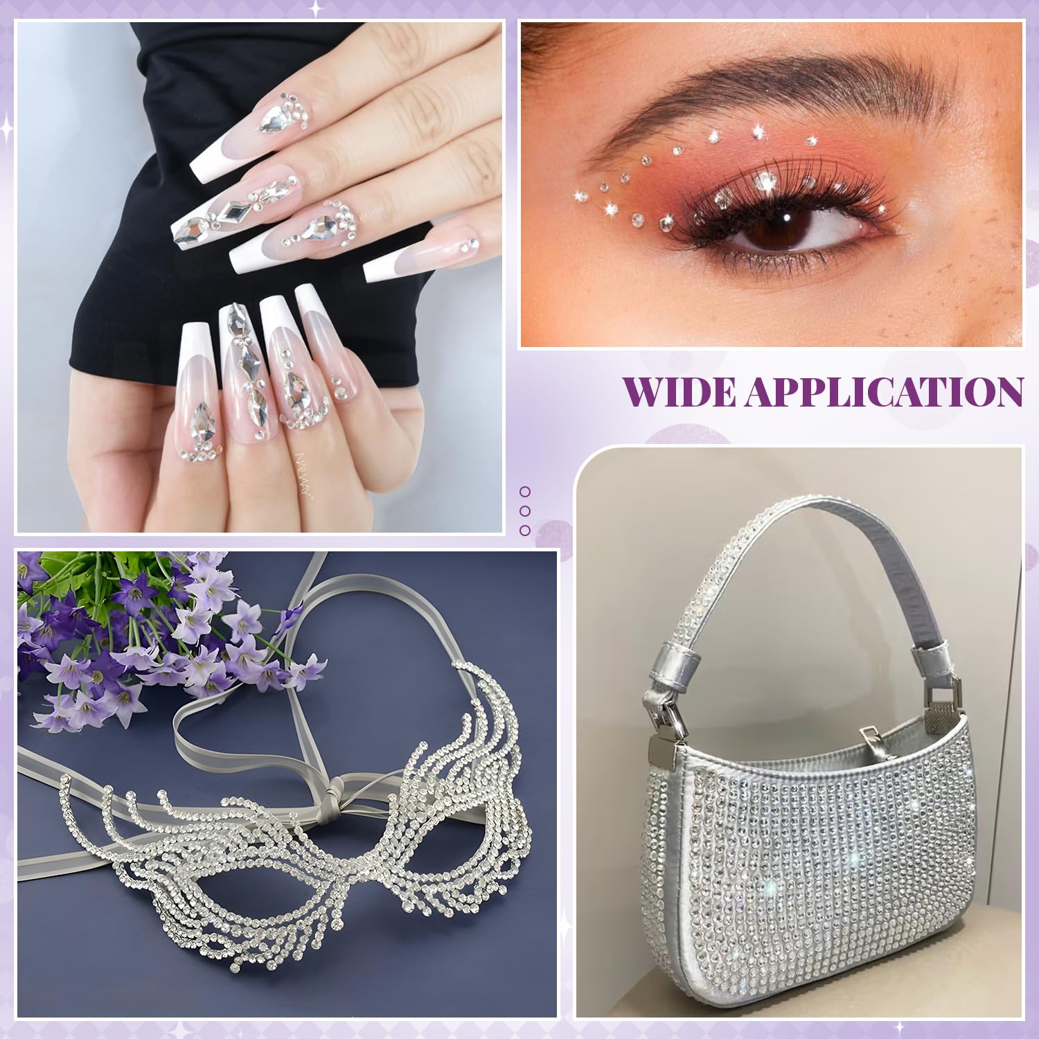 Sparkling glass rhinestones in a professional studio setting