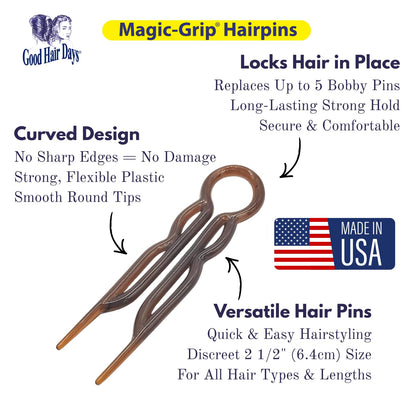 Close up of Good Hair Days Magic Grip styling accessories
