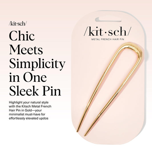 Kitsch gold U-shaped hair pin for securing buns and chignons