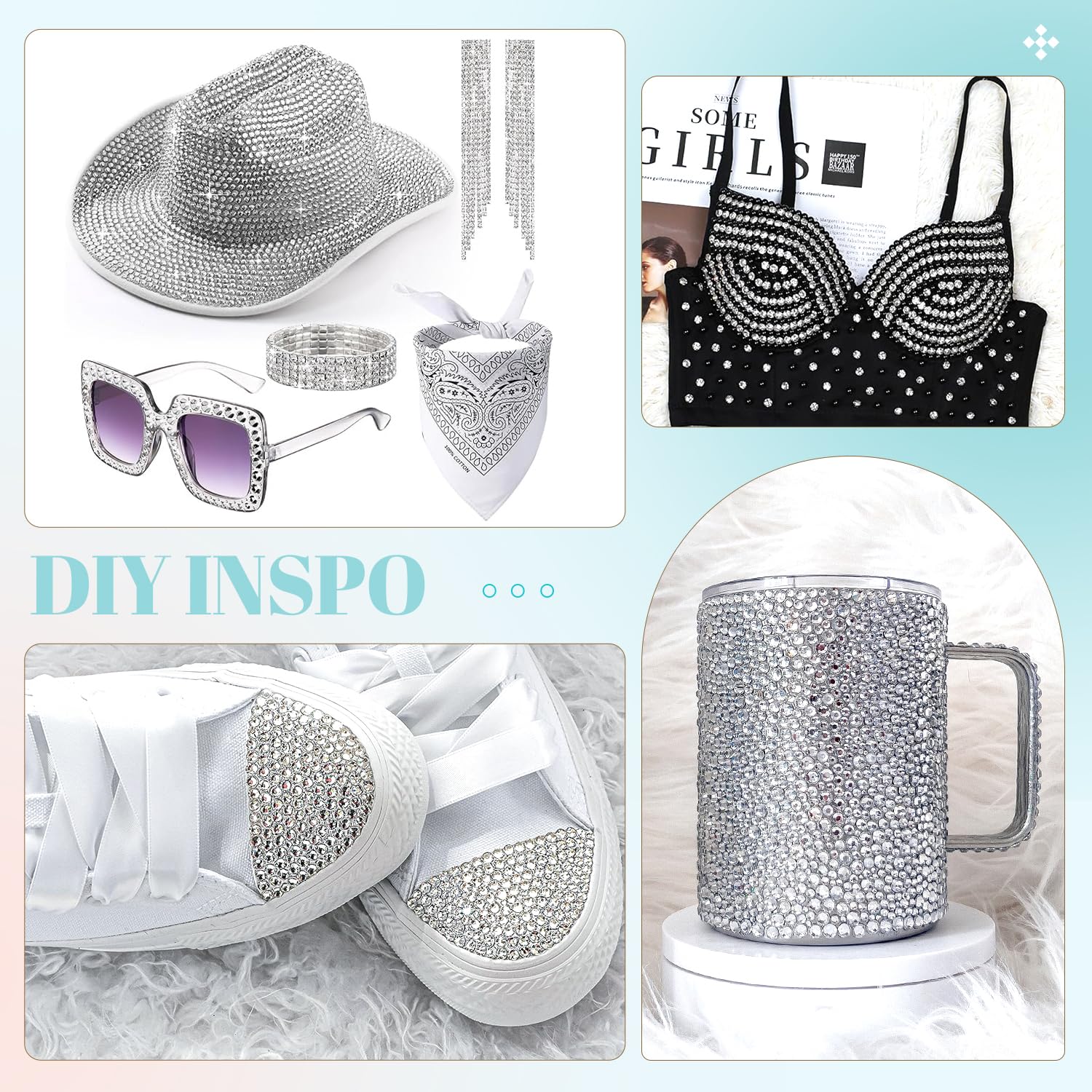 Flat view of the complete Tinkrstuff rhinestone embellishment set