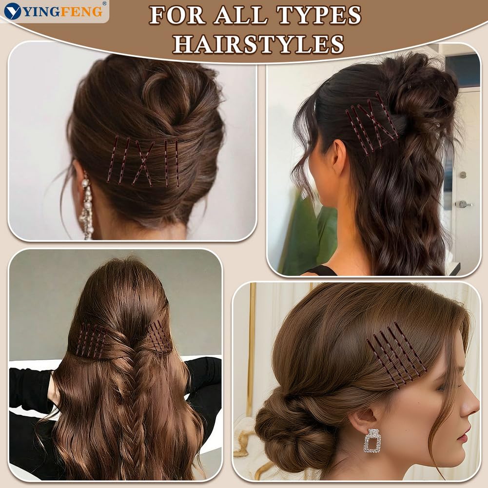 Two point two inch brown bobby pin close up showcasing the double smooth coating and ball tips.