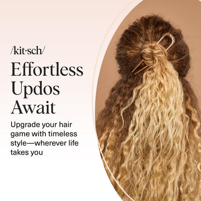 Comfortable fit gold metal hair pin for messy buns and topknots