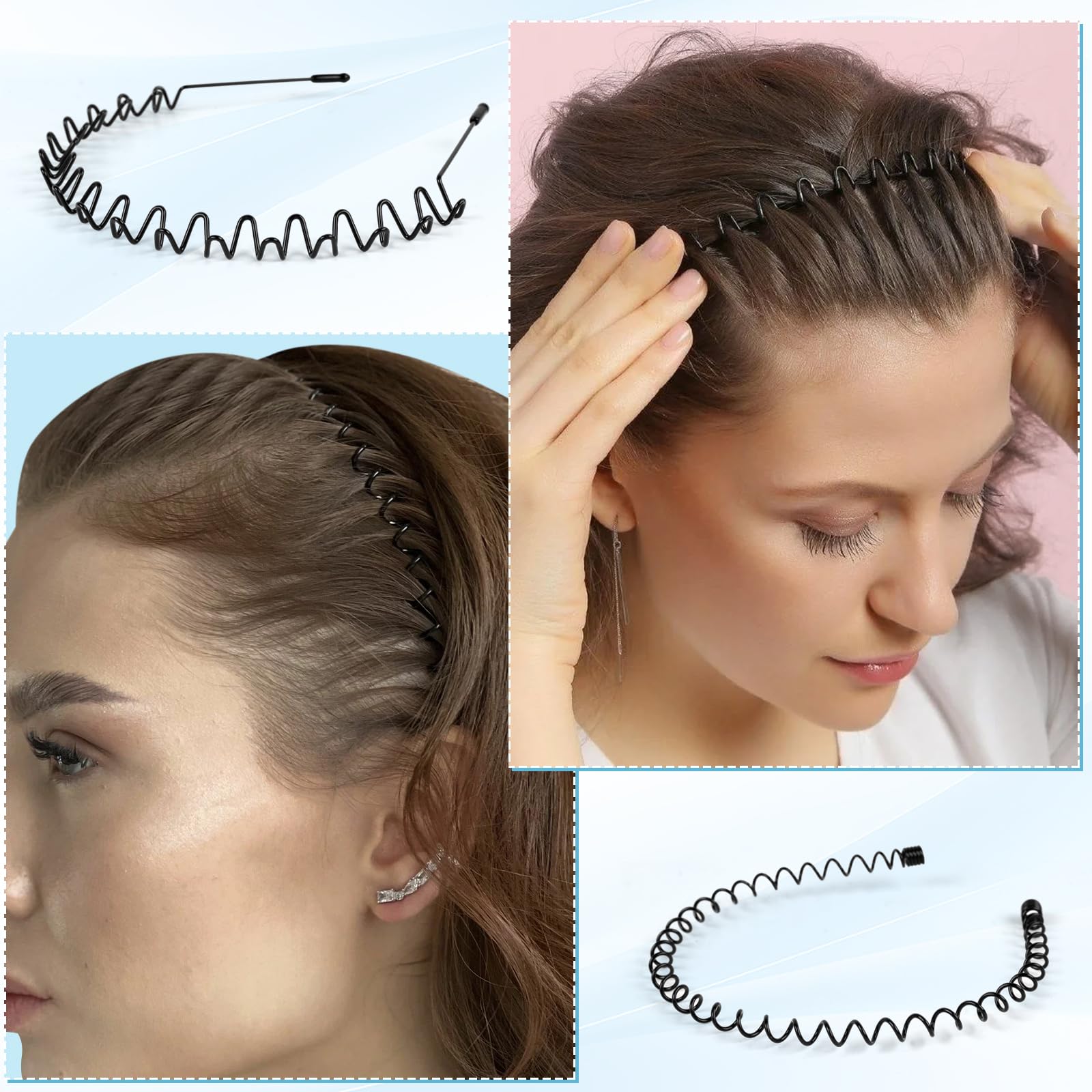 Person wearing black metal non-slip headband