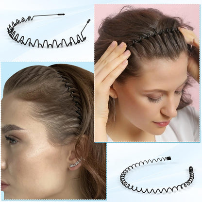 Person wearing black metal non-slip headband