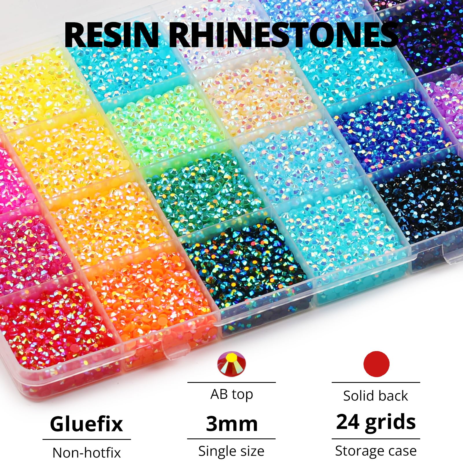 40-grid storage box containing thousands of rainbow jelly gems