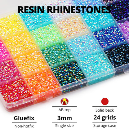 40-grid storage box containing thousands of rainbow jelly gems
