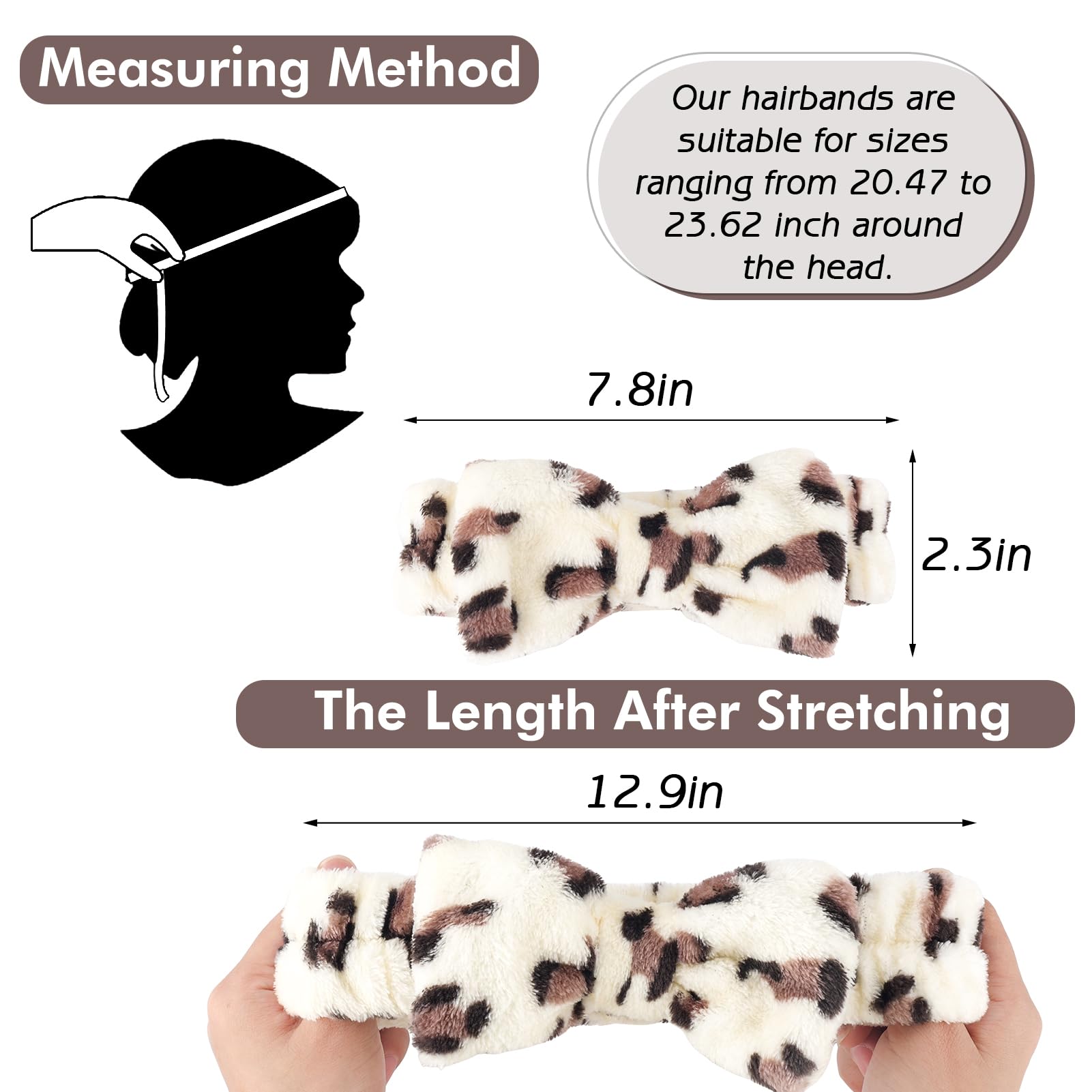 Beige leopard print bow detail on Zkptops skincare headband