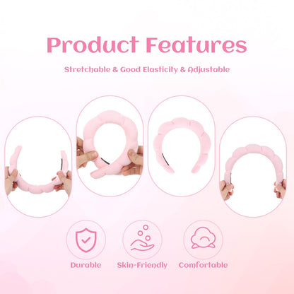 Side profile of Aopwsrlyi pink spa headband showing fit