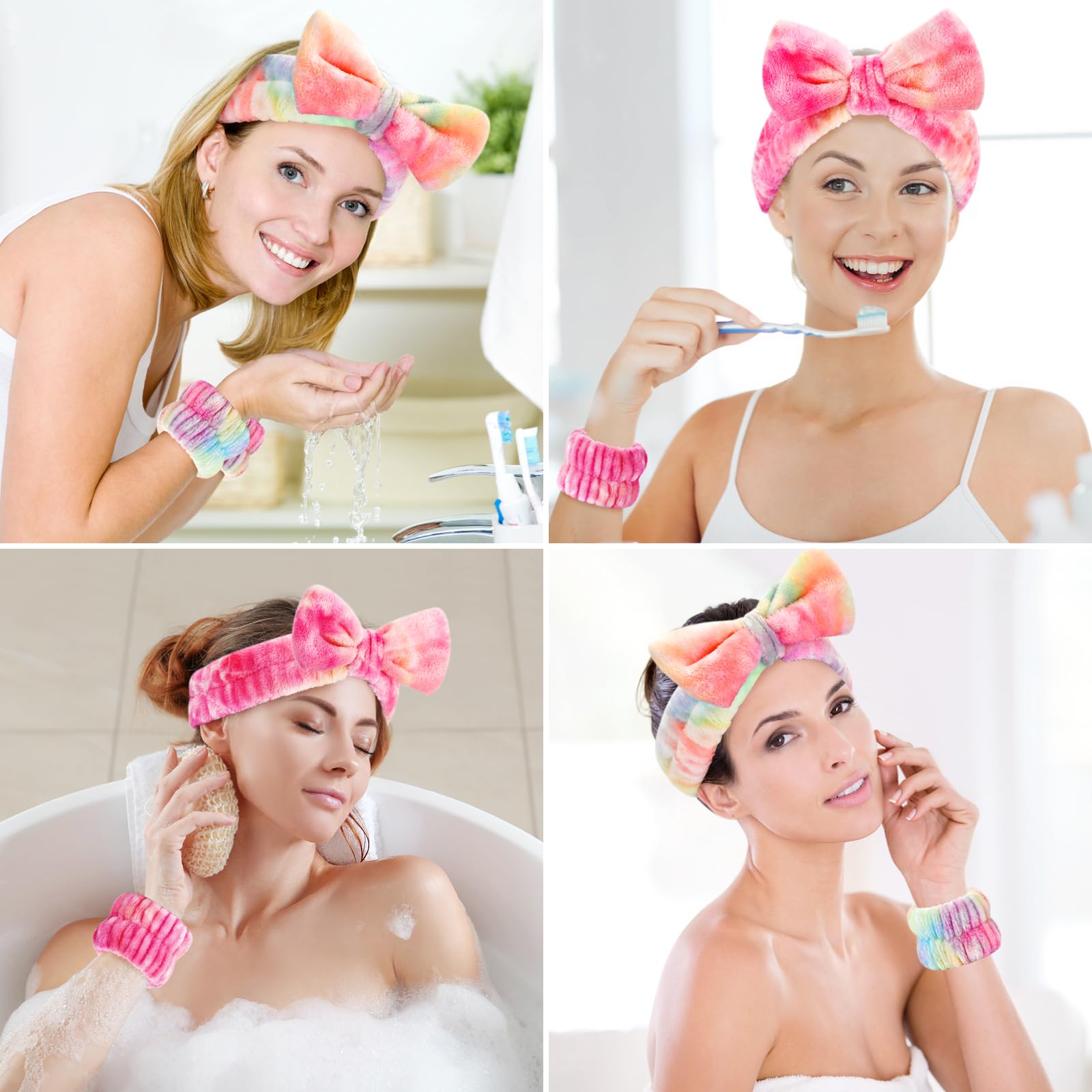 Wteehn pink tie dye spa headband and wristband set