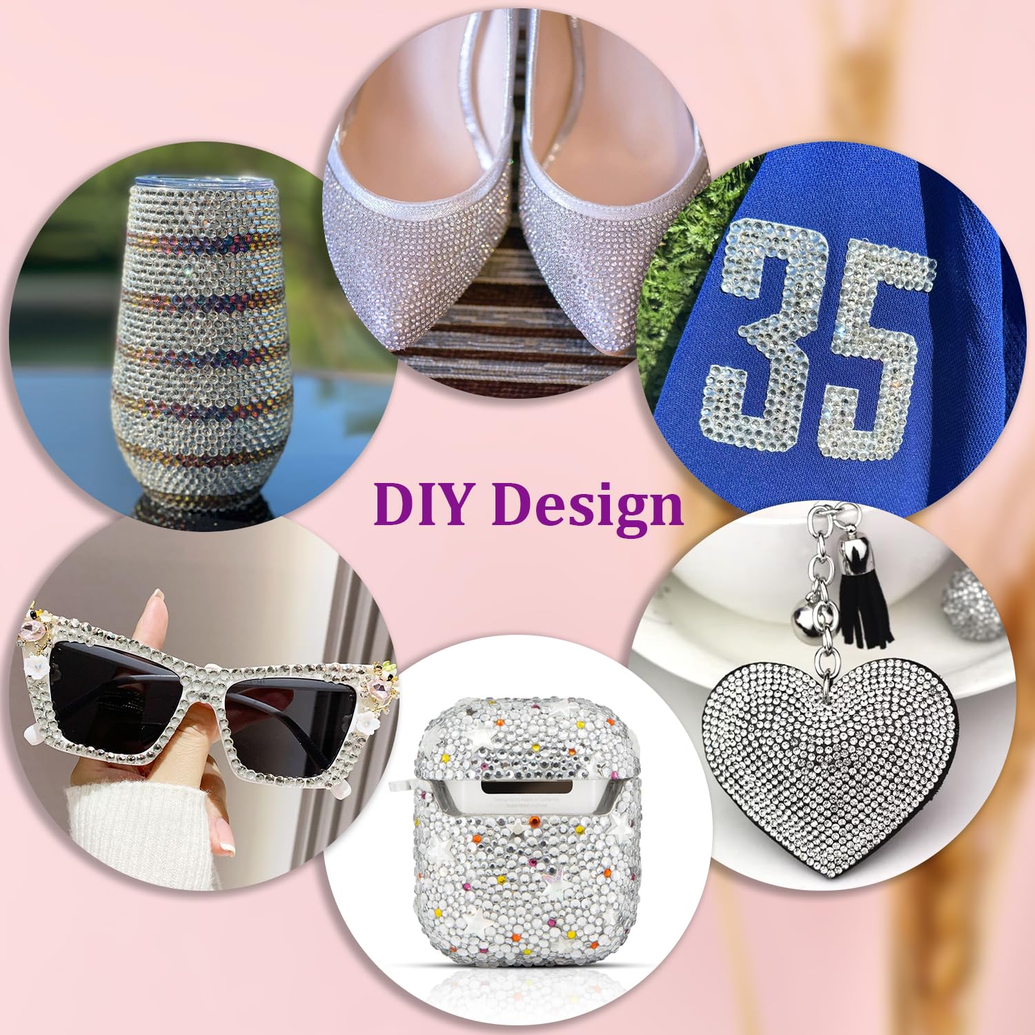 Handcrafted tumbler decorated with Tinkrstuff resin rhinestones