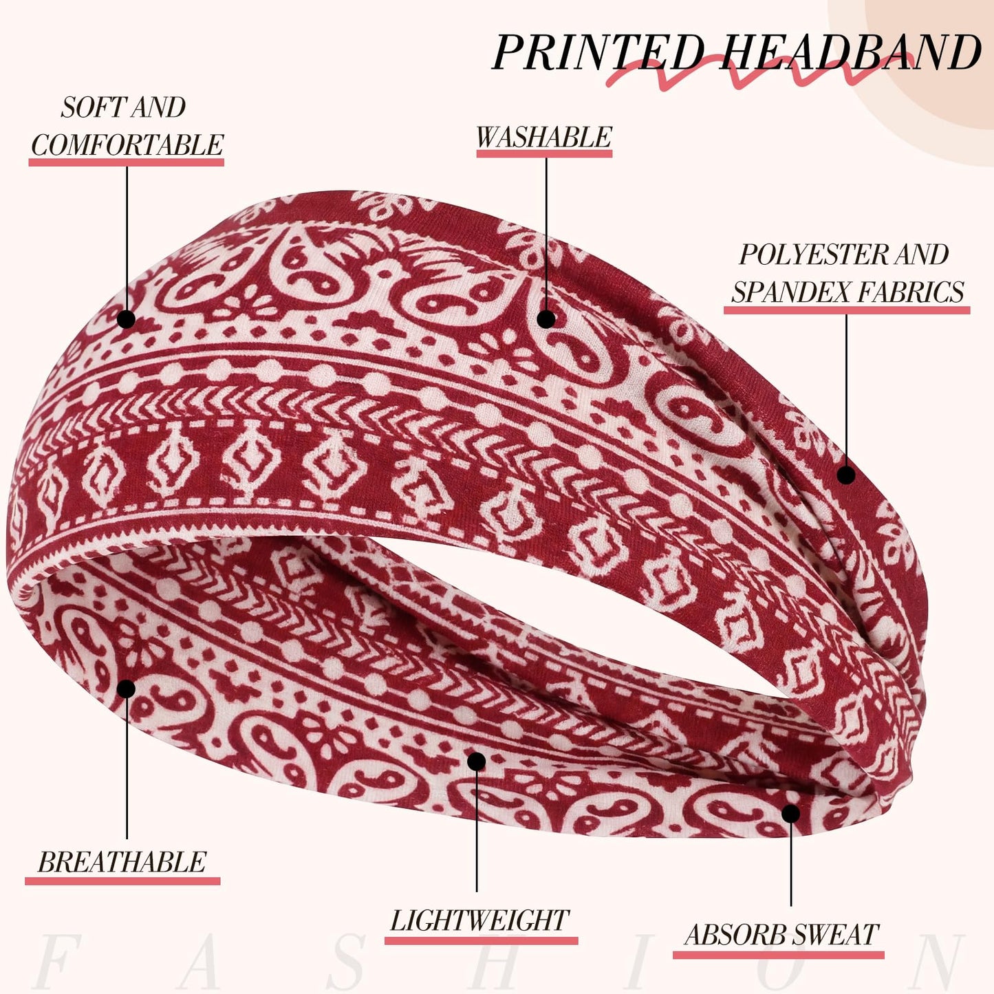 Obeoby non slip fashion hair wraps assorted colors
