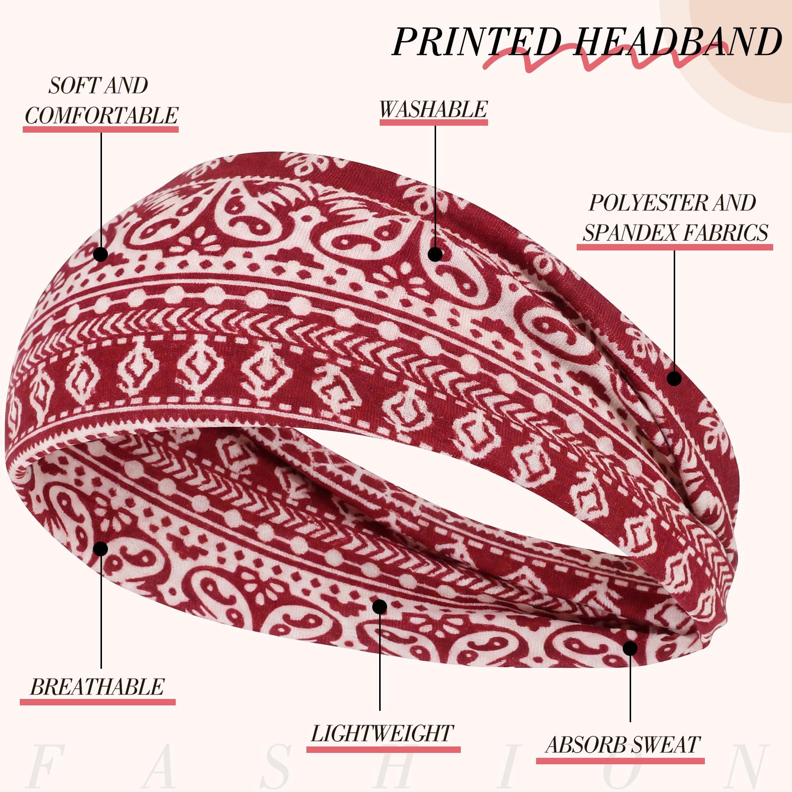 Obeoby non slip fashion hair wraps assorted colors