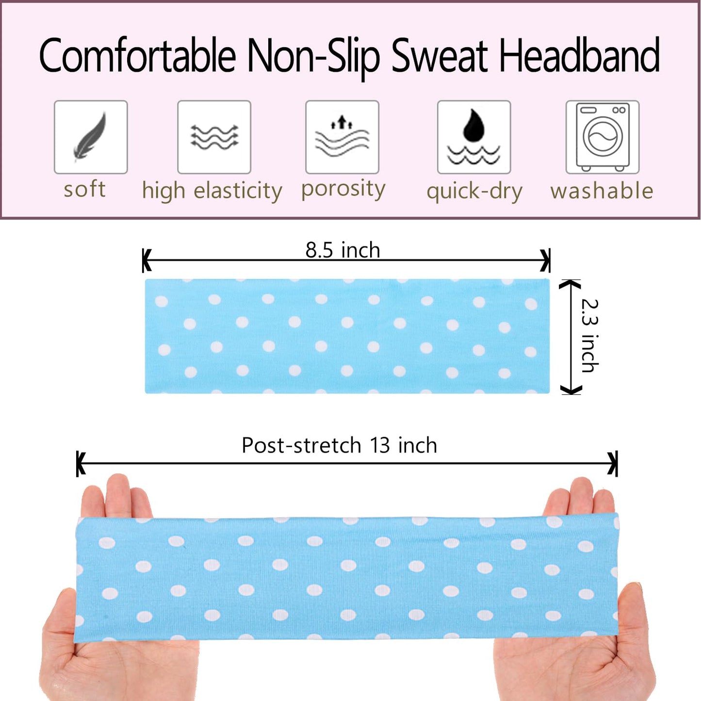 Leeven non slip soft fabric hairbands for women and girls