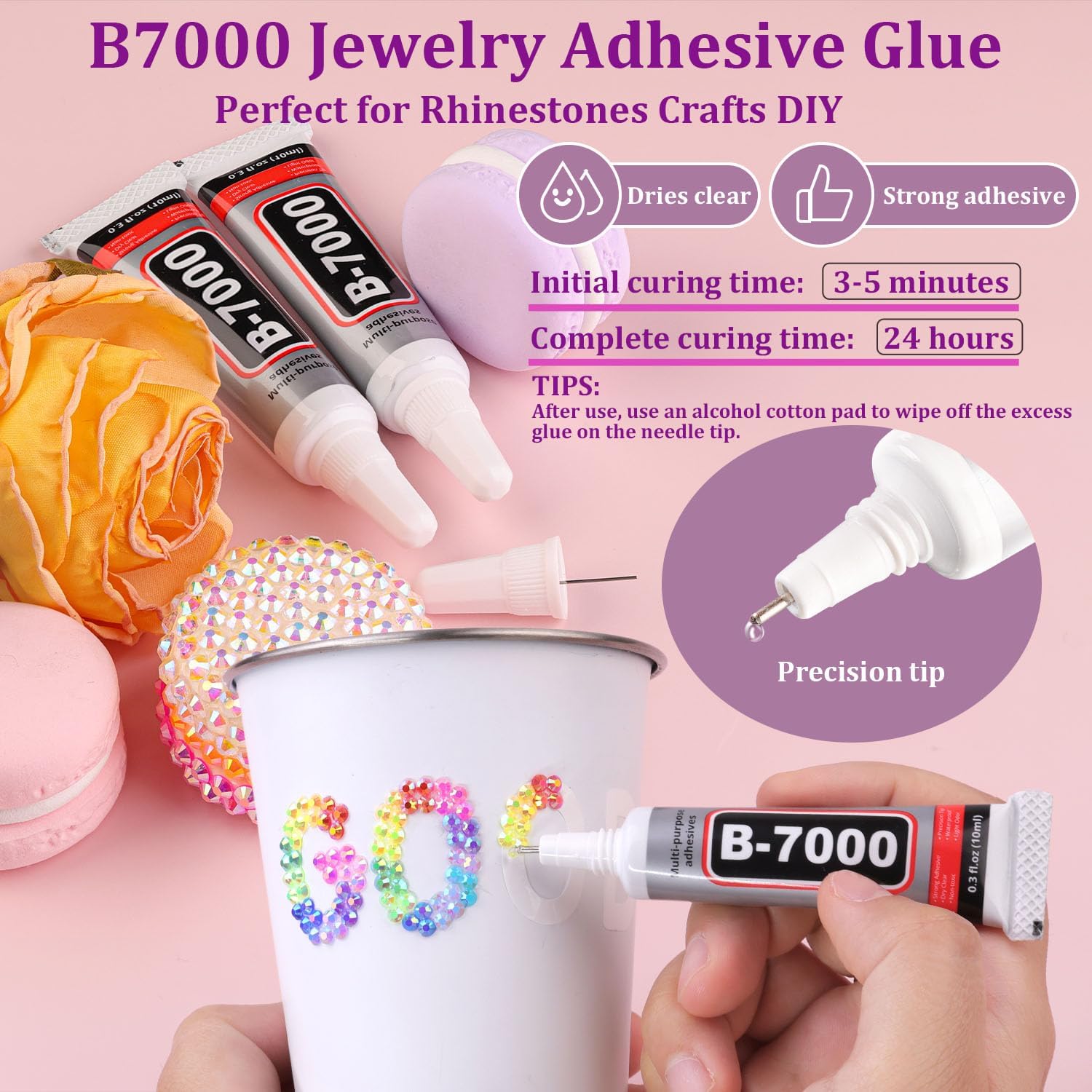 Hand holding pickup pen placing 3mm jelly rhinestones