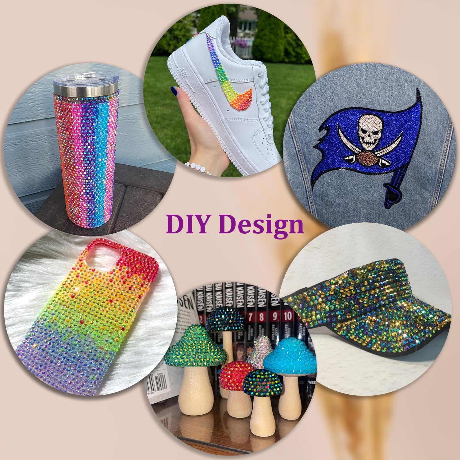 Top view of organized 40 color jelly rhinestone storage box