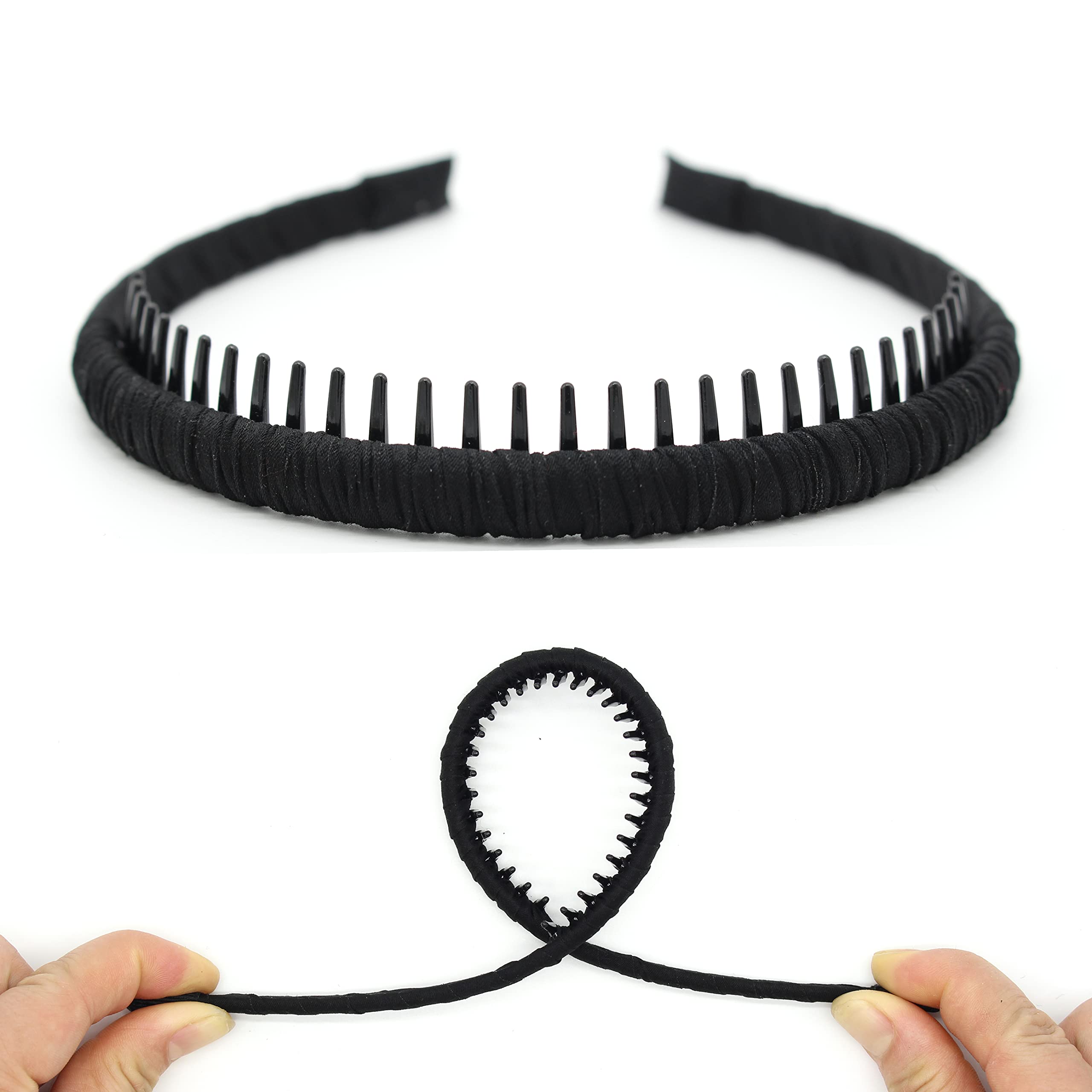 Close up view of Wovowowo hairband teeth comb design
