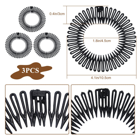 Close up view of Soft 'N Style 49 tooth plastic hair comb headband