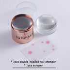 Double headed clear silicone nail stamper and scraper tool