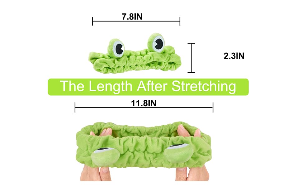 Soft green microfiber frog headband for face washing