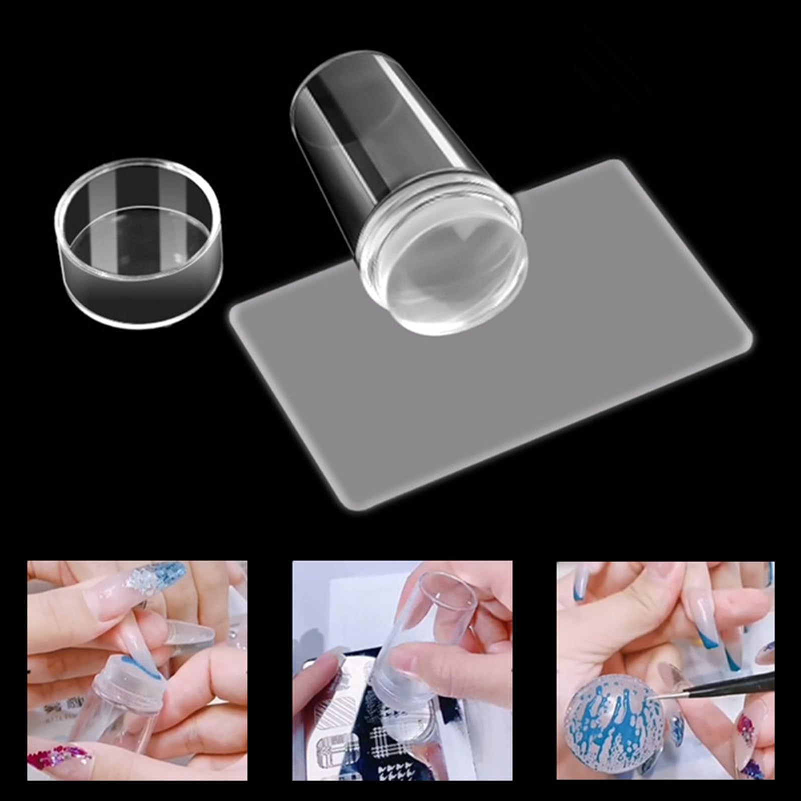 Close up of clear silicone jelly head for nail art