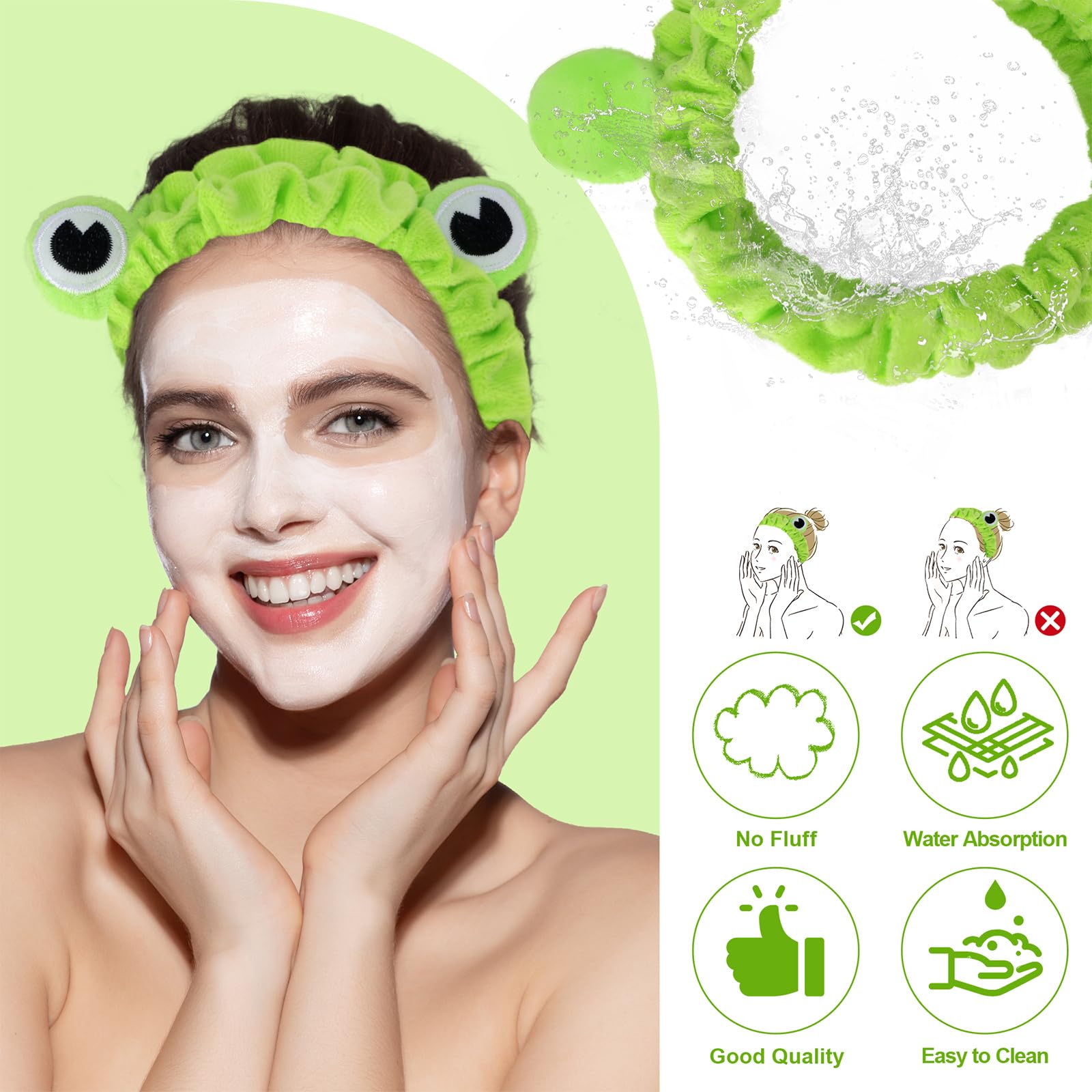 Close up of cartoon frog eye detail on elastic headband
