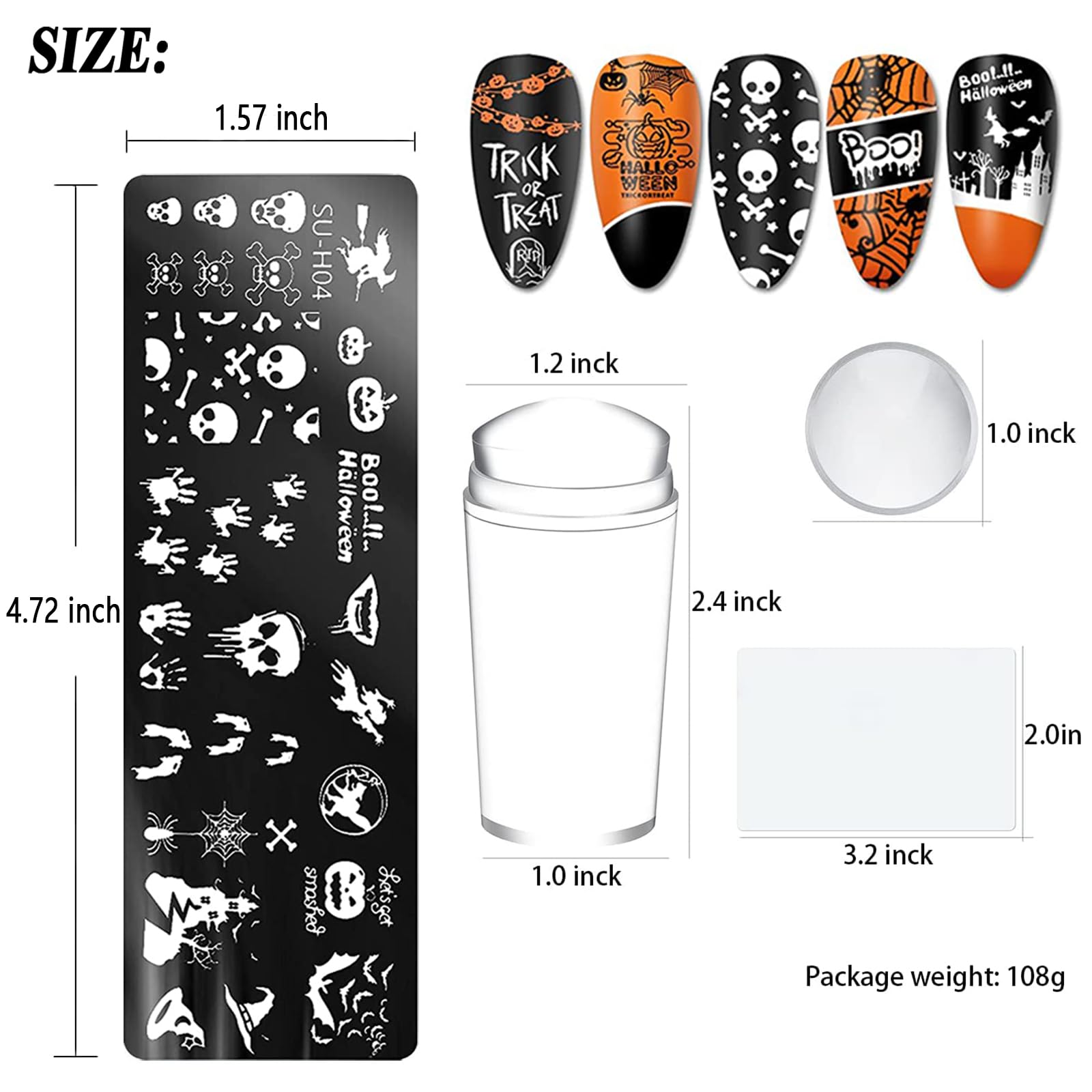 Close up of stainless steel nail art stencil with ghost designs